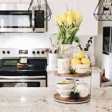 Lianne Carey On Instagram The Weather Is Warming Up So It Was Time For A Little Update Of The Isl In 2020 Cake Stand Decor Kitchen Island Decor Kitchen Counter Decor
