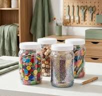 Fasmov 9 Pack 32 Oz Plastic Jars with Lids, Wide Mouth Clear Empty Plastic Storage Containers for Crafts, Dry Food, Peanut Butter, Honey and Jam ...