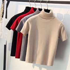 Meski lengan pendek, tapi model dari baju batik ini cukup modern maka tak heran cukup banyak peminatnya. 2020 Musim Semi Rajutan Baju Atasan Wanita Lengan Pendek T Shirt Musim Gugur Musim Dingin Turtleneck Pullover T Shirt Tee Shirt Femme Kaos Rajut T Shirt Aliexpress