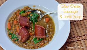 slow cooker sausage and lentil soup