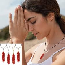 Buy Hexagonal Cylindrical Crystal Necklace Cylindrical Carnelian Necklace  Wire Wrap Stone Pendant at affordable prices — free shipping, real reviews  with photos — Joom