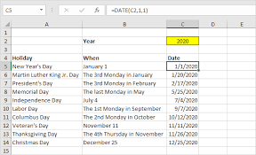 Holidays In Excel Easy Excel Tutorial