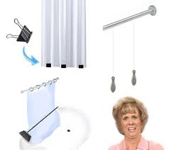 How To Stop Your Shower Curtain From Blowing In Explanations And Solutions To The Shower Curtain Effect Diy Shower Curtain Shower Curtain Diy Shower