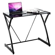 Their temper glass consider 3 times stronger than normal glass. Costway Glass Top Computer Desk Laptop Writing Study Workstation Z Shaped Metal Frame Walmart Canada
