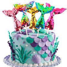 5 out of 5 stars. Mermaid Tail Cake Toppers Set Reusable Sequin Reversible Mermaid Cake Decoration Novelty Party Supplies For Baby Shower Bridal Shower Wedding And Birthday Party Set Of 5 Amazon Com Grocery Gourmet Food