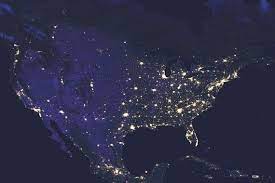 Usa At Night Satellite Map Map Satellite Map Map Art Etsy Earth At Night Light Pollution Earth Map
