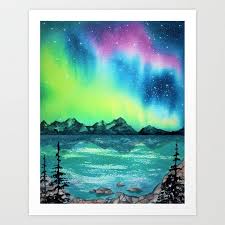 Northern Lights Watercolor Landscape Painting Art Print By Kat Northern Lights Watercolor Northern Lights Painting Watercolors Watercolor Landscape Paintings
