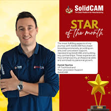 Meet Daniel Djurica, our SolidCAM Star of the Month! 🌟 Daniel's journey  with SolidCAM began in August 2012 as an Application Engineer, providing  crucial technical and post-processor support to our valued resellers