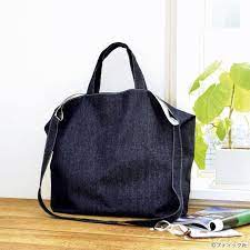 簡単 ショルダーバッグにもなるリバーシブルのトートバッグの作り方 ぬくもり ポシェット ショルダーバッグ 2way トートバッグ 簡単 リバーシブル デニム ストライプ ボーダー 手作り 作り方 ハンドメイド 手芸 nukumore ショルダーバッグ バッグ