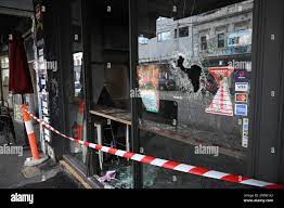 Melbourne, Australia. 29th June, 2023. The exterior of the burnt out Sonsa  Market shop front is seen in Melbourne, Thursday, June 29, 2023. (AAP  Image/James Ross) NO ARCHIVING Credit: Australian Associated Press/Alamy