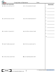 Order Of Operations Worksheets Free Commoncoresheets