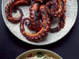 Grilled Octopus With Ancho Chile Sauce Recipe Recipe Grilled Octopus Octopus Recipes Wine Recipes