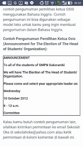 Contoh Pengumuman Pemilihan Ketua Osis Brainly Co Id