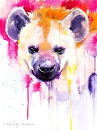 Hyena Watercolor Painting Print By Slaveika Aladjova Art Etsy In 2021 Colorful Animal Paintings Animal Paintings Watercolor Paintings
