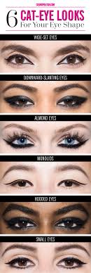6 Ways To Get The Perfect Cat Eye For Your Eye Shape Eyeliner Shapes Perfect Cat Eye Cat Eye Makeup