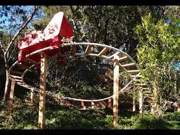 Passenger could sit in the cockpit and use the water gun to shoot the small animals in the middle of equipment. Backyard Pvc Roller Coaster Finished Track Youtube