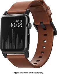 Leather is a versatile watch band that can be worn with formal wear and in casual situations, which is why it's a classic favorite for working professionals. Nomad Modern Leather Watch Strap For Apple Watch 42mm And 44mm Brown With Black Lugs Strap Aw 42mm Ns Hor Brn Bl Best Buy