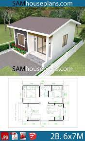 House Plans 6x7m With 2 Bedrooms Sam House Plans House Construction Plan Small House Design Plans Little House Plans