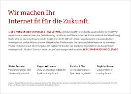 Wenn man dringend auf den eingang des geldes wartet, wäre es schön zu wissen, ob es feste zeiten für die buchungen der bankinstitute gibt. Sparkasse Ingolstadt Ingolstadt Bucht Um Du Auch Sicher Dir Unser Einmaliges Internet Angebot Fur Sparkassenkunden Pdf Free Download