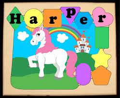 Personalize any children's step stool from stork gifts for free! Custom Name Puzzle Stool Unicorn Theme Primary An Educational Toy Name Puzzle For Preschool Toddler Children To Learn Their Name Colors Games Puzzles Toys Games