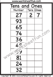 Write in how many groups of ten you have and count up how many trees you have. Numbers Tens And Ones Free Printable Worksheets Worksheetfun