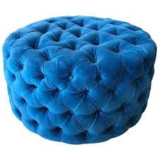 ( 1.0 ) out of 5 stars 2 ratings , based on 2 reviews current price $259.00 $ 259. Blue Tufted Velvet Round Ottoman Custom For Sale At 1stdibs