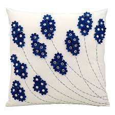 Mina Victory Floral Jeweled Outdoor Throw Pillow Felt Flower Pillow Handcrafted Pillows Outdoor Decorative Pillows