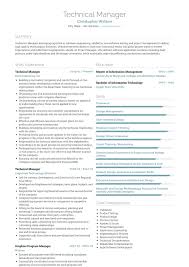 Effective technology resumes clearly show the candidate's technical skills—a hiring manager. Technical Manager Resume Samples And Templates Visualcv