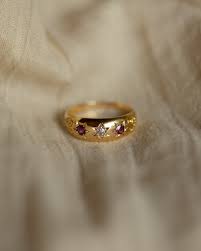 Hannah 1901 Antique 18ct Gold Ruby & Diamond Trilogy Ring