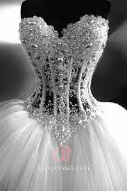 Gorgeous Pearls Beads Embellished Strapless Sweetheart Corset Bodice Sweetheart Illusion See Throu Wedding Dresses Ball Gowns Wedding Wedding Dresses Corset