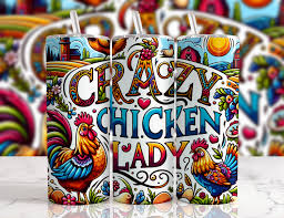 A Crazy Chicken Lady, Funny Farm Chicken Tumbler Tumbler Wrap, Sublimation  Designs, 20 Oz Skinny, Chicken Lover Gift, Png, Digital Download,