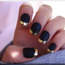 These Cute Black Matte Nails With Gold Tips Nails Gold Black Matte Gold Nails Black Gold Nails Gold Tip Nails Matte black and transparent tips. these cute black matte nails with gold