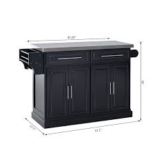Rolling kitchen island with storage. Homcom Portable Multi Storage Rolling Kitchen Island Storage Cart With Stainless Steel Top Black Walmart Com Walmart Com