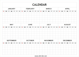 Blank Year Calendar Yearly Calendar Template Calendar Template Blank Calendar Template