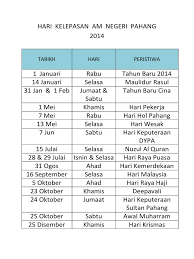 Tarikh cuti umum malaysia 2016 untuk semua negeri. Hari Kelepasan Am Negeri Pahang