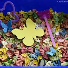 Sensory activities for toddlers (such as these ones focusing on the sense of touch) are a very important part of that whole body learning. Bright Butterfly Sensory Bin