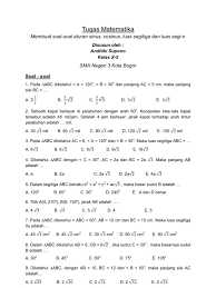 Aturan sinus dan cosinus dengan baik c. Soal Aturan Sinus Cosinus Dan Luas Segitiga Doc Mxbids Com