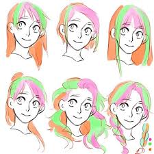 Manga Face Art Reference Poses How To Draw Hair Drawings