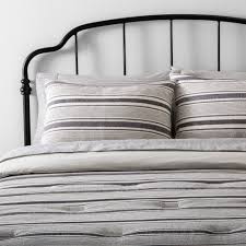 Black And Cream Ticking Bedding Comforter Set Twin Yarn Dye Stripe Railroad Gray Sour Cream Railroad Gray Sour Cream Hearth Hand With Magnolia Duvet Cover Sets Bedding Sets King Duvet Cover Sets