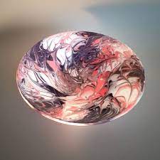 Glass Art Fruit Bowl Centerpiece In Purple Pink White Modern Etsy Bowl Centerpiece Fused Glass Bowl Modern Glass