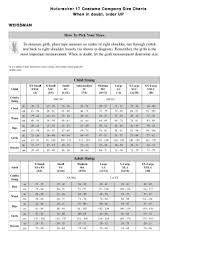 Fillable Online Nutcracker 17 Costume Company Size Charts