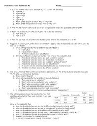 .interactive probability worksheets and solutions, practice solving probability word problems. Probability Rules Worksheet 2 With Answers 1