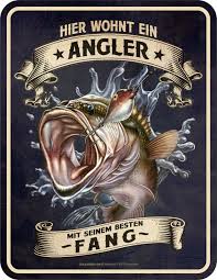 Fun Schild Hier Wohnt Ein Angler Manner Geschenk Lustige Spruche Blechschild Kaufen Bei Kauf Eck Mobius