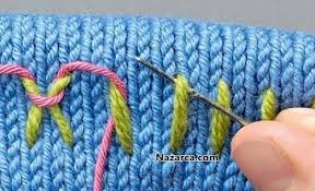 Orgu Uzerine Igneyle Dikisli Susleme Yontemi Nazarca Com Orgu Desenleri Orgu Orgu Makinesi