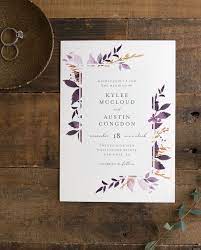 Leafy Frame Wedding Invitation With Gorgeous Plum Florals And Foliage Wedding Wedding Invitations Customizable Wedding Invitations Cheap Wedding Invitations