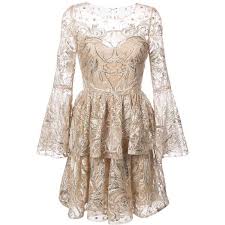 Marchesa Notte Sequin Embroidered Tulle Dress 1 240 Liked On Polyvore Featuring D Sheer Embroidered Dress Embroidered Tulle Dress Yellow Long Sleeve Dress