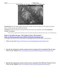 Temperature, dew point, cloud cover, wind direction & wind speed, pressure & pressure tendency, and present weather (rain, snow, etc) are all shown. Forecasting The Weather Web Quest Worksheet