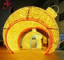Outdoor Commercial Christmas Street Decoration 3D Illuminated Giant Ball  Shaped Ornament Arch Motif Lights for Shopping Malls