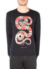 Gucci Felpa Realizzata In Jersey Di Cotone Felpato Arricchita Dalla Stampa Serpente Reale Nella Parte Frontale Il Modello A Maniche Lunghe Felpa Gucci Cotone