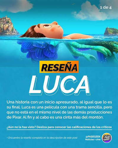 Noticias + cine | ? RESEÑA COMPLETA: LUCA ? Desde que supe que Pixar estaba creando una película ambientada en Italia sabía que debía verla. Es decir, ¿a... | Instagram